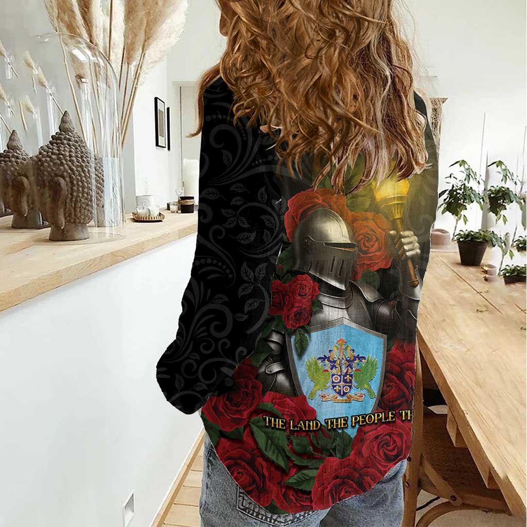 Saint Lucia Women Casual Shirt Rose Iron Helmet - Wonder Print Shop