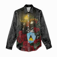 Saint Lucia Women Casual Shirt Rose Iron Helmet - Wonder Print Shop