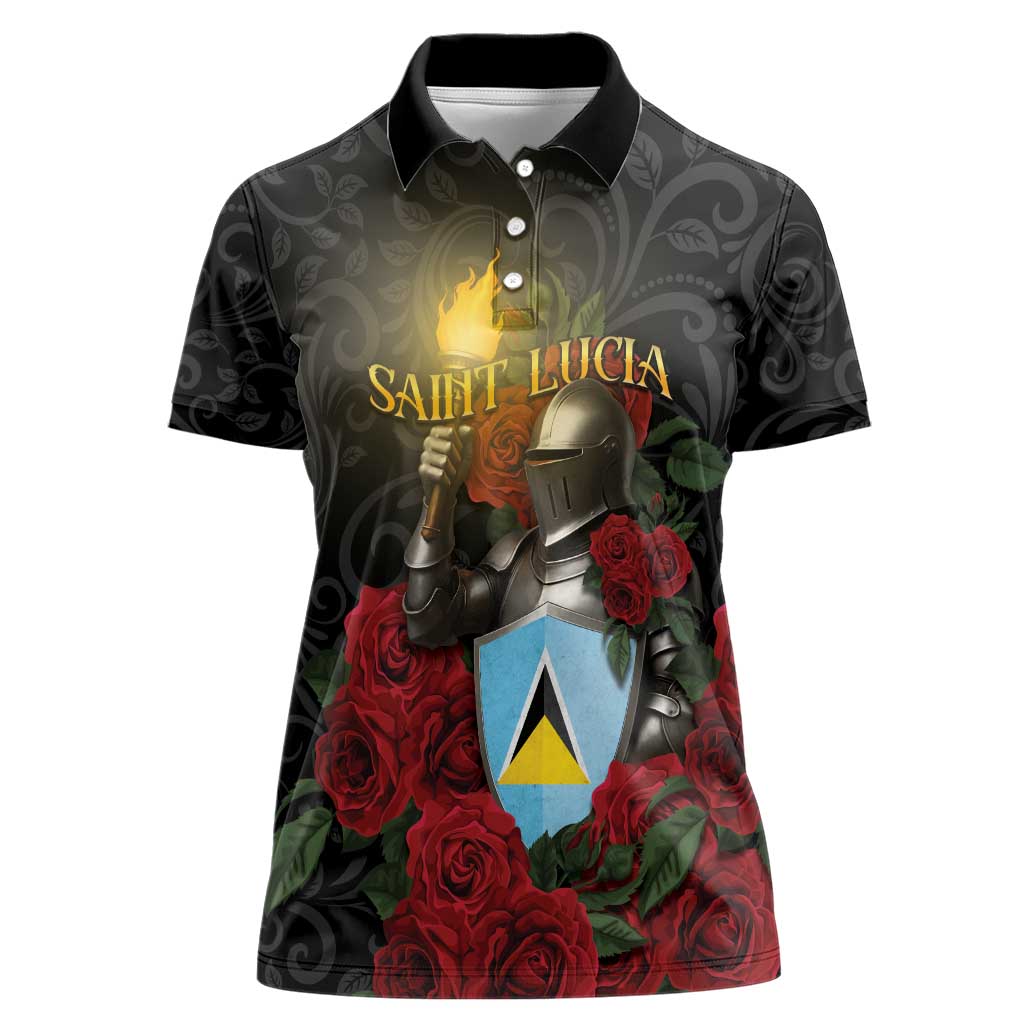 Saint Lucia Women Polo Shirt Rose Iron Helmet - Wonder Print Shop
