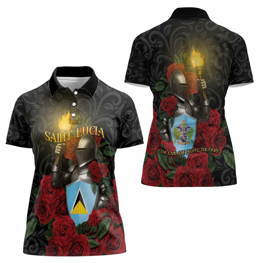 Saint Lucia Women Polo Shirt Rose Iron Helmet - Wonder Print Shop