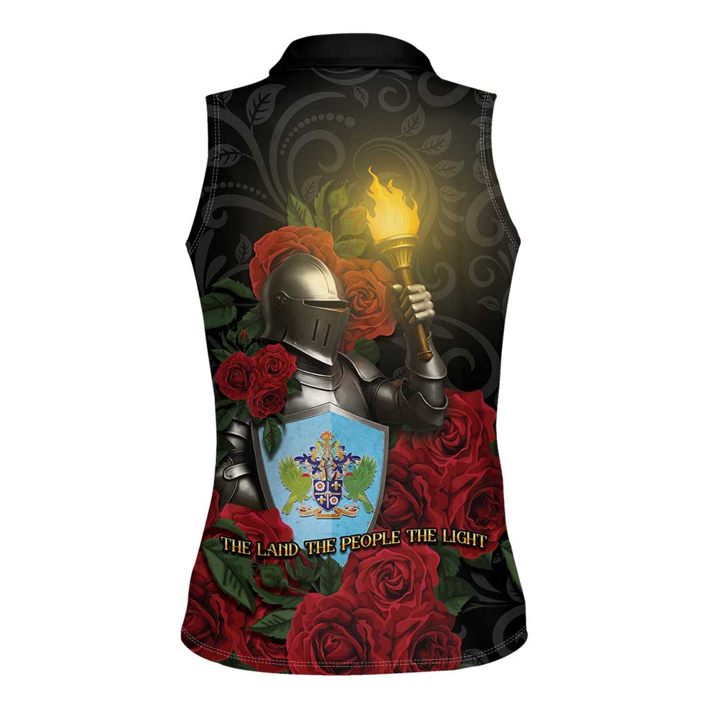 Saint Lucia Women Sleeveless Polo Shirt Rose Iron Helmet - Wonder Print Shop
