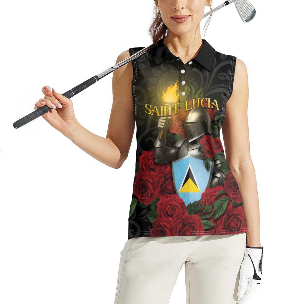 Saint Lucia Women Sleeveless Polo Shirt Rose Iron Helmet - Wonder Print Shop