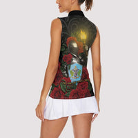 Saint Lucia Women Sleeveless Polo Shirt Rose Iron Helmet - Wonder Print Shop