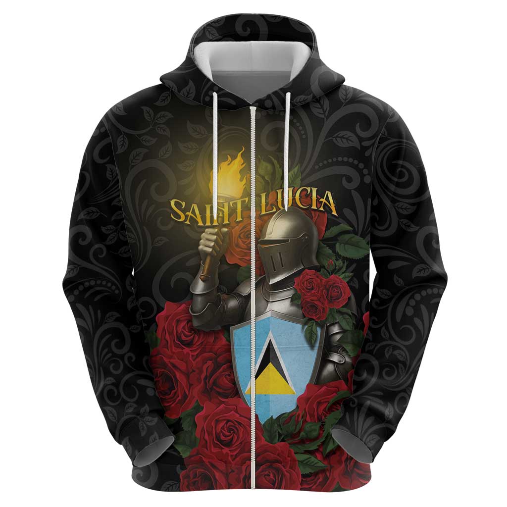 Saint Lucia Zip Hoodie Rose Iron Helmet - Wonder Print Shop