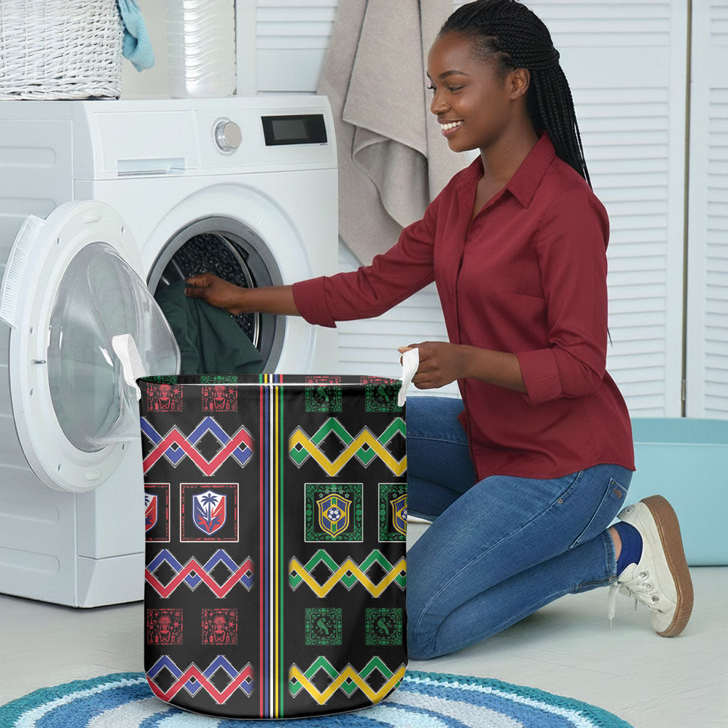 Brazil And Haiti Football Laundry Basket Mix Brazilian Haitian Roots