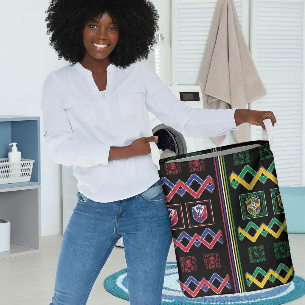 Brazil And Haiti Football Laundry Basket Mix Brazilian Haitian Roots