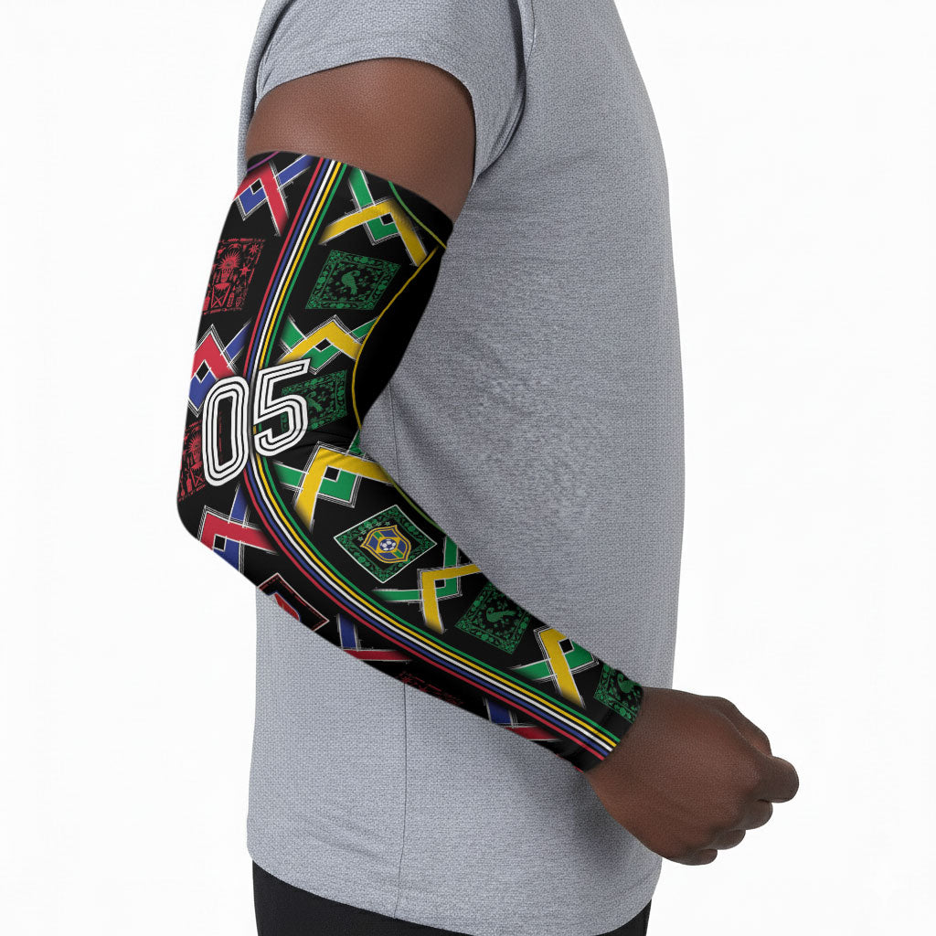 Custom Brazil And Haiti Football Arm Sleeves Mix Brazilian Haitian Roots