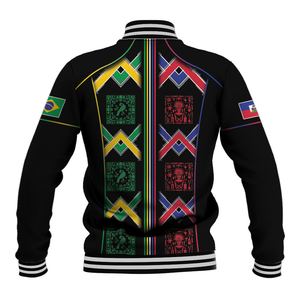 Custom Brazil And Haiti Football Baseball Jacket Mix Brazilian Haitian Roots