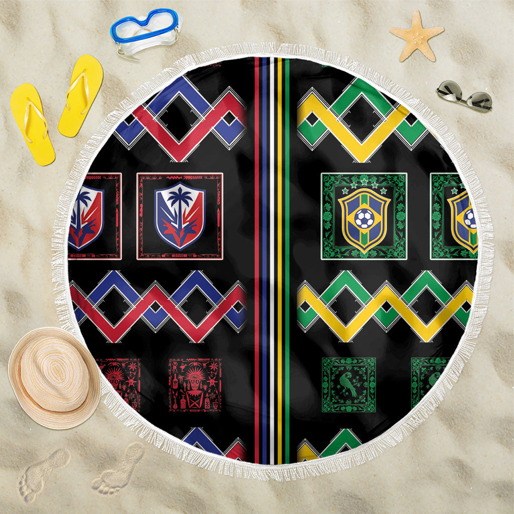 Brazil And Haiti Football Beach Blanket Mix Brazilian Haitian Roots