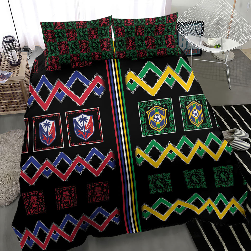 Brazil And Haiti Football Bedding Set Mix Brazilian Haitian Roots