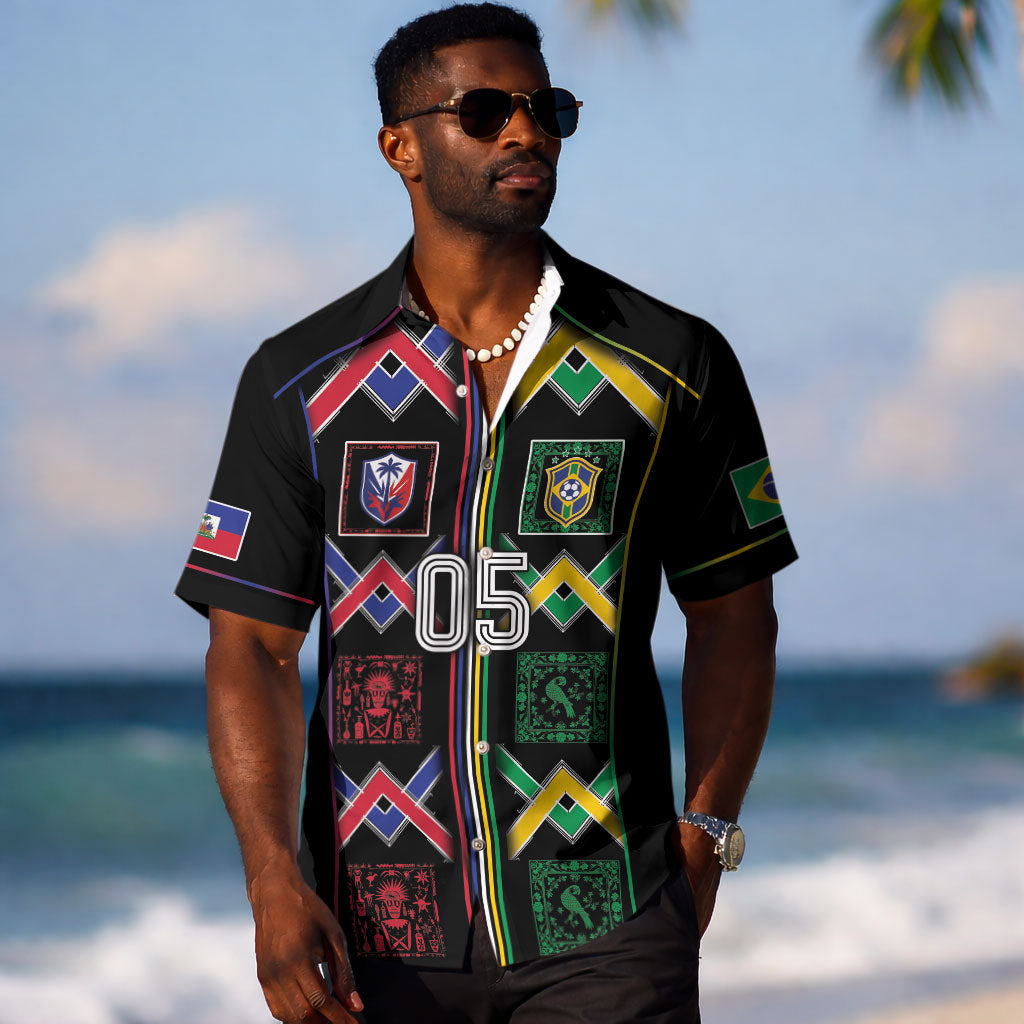 Custom Brazil And Haiti Football Hawaiian Shirt Mix Brazilian Haitian Roots DT05