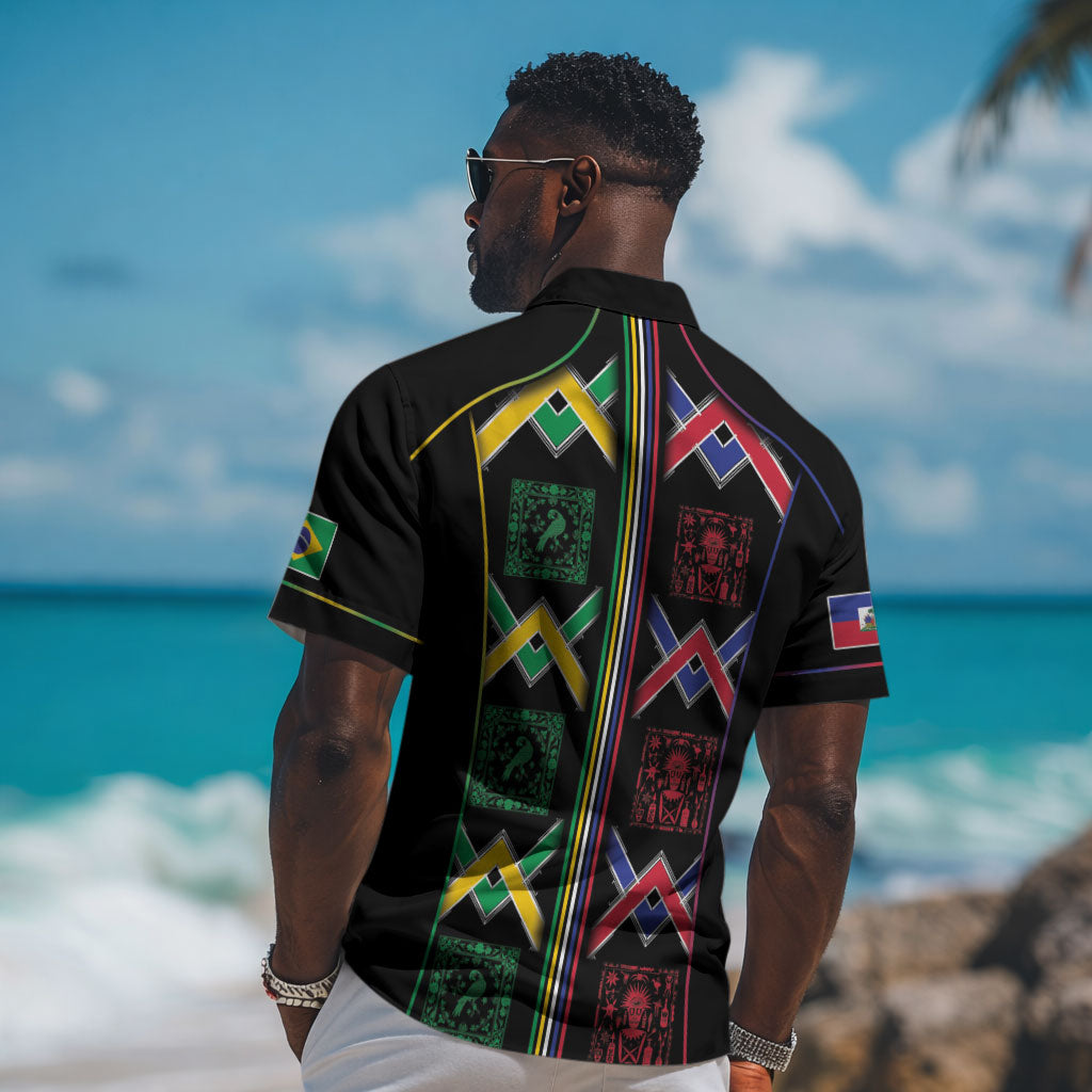 Custom Brazil And Haiti Football Hawaiian Shirt Mix Brazilian Haitian Roots DT05