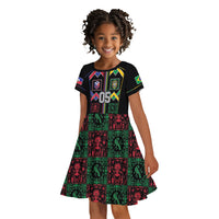 Custom Brazil And Haiti Football Kid Short Sleeve Dress Mix Brazilian Haitian Roots