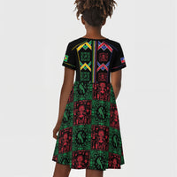 Custom Brazil And Haiti Football Kid Short Sleeve Dress Mix Brazilian Haitian Roots
