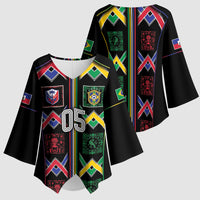 Custom Brazil And Haiti Football Kimono Sleeve Blouse Mix Brazilian Haitian Roots