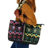 Brazil And Haiti Football Leather Tote Bag Mix Brazilian Haitian Roots