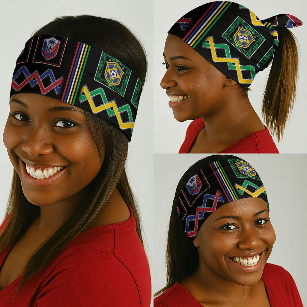Brazil And Haiti Football Neck Gaiter Mix Brazilian Haitian Roots