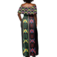 Custom Brazil And Haiti Football Off Shoulder Maxi Dress Mix Brazilian Haitian Roots