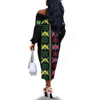 Custom Brazil And Haiti Football Off The Shoulder Long Sleeve Dress Mix Brazilian Haitian Roots