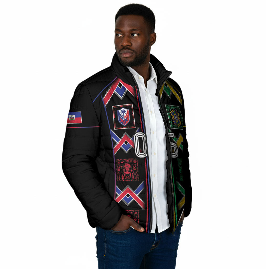 Custom Brazil And Haiti Football Padded Jacket Mix Brazilian Haitian Roots