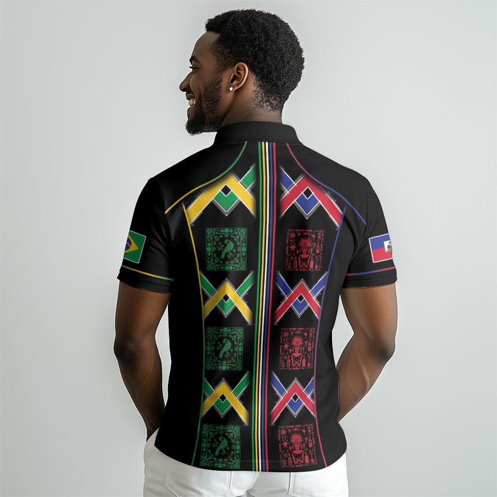 Custom Brazil And Haiti Football Polo Shirt Mix Brazilian Haitian Roots DT05