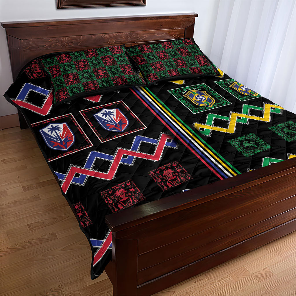 Brazil And Haiti Football Quilt Bed Set Mix Brazilian Haitian Roots