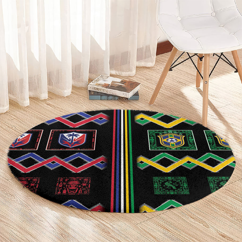 Brazil And Haiti Football Round Carpet Mix Brazilian Haitian Roots