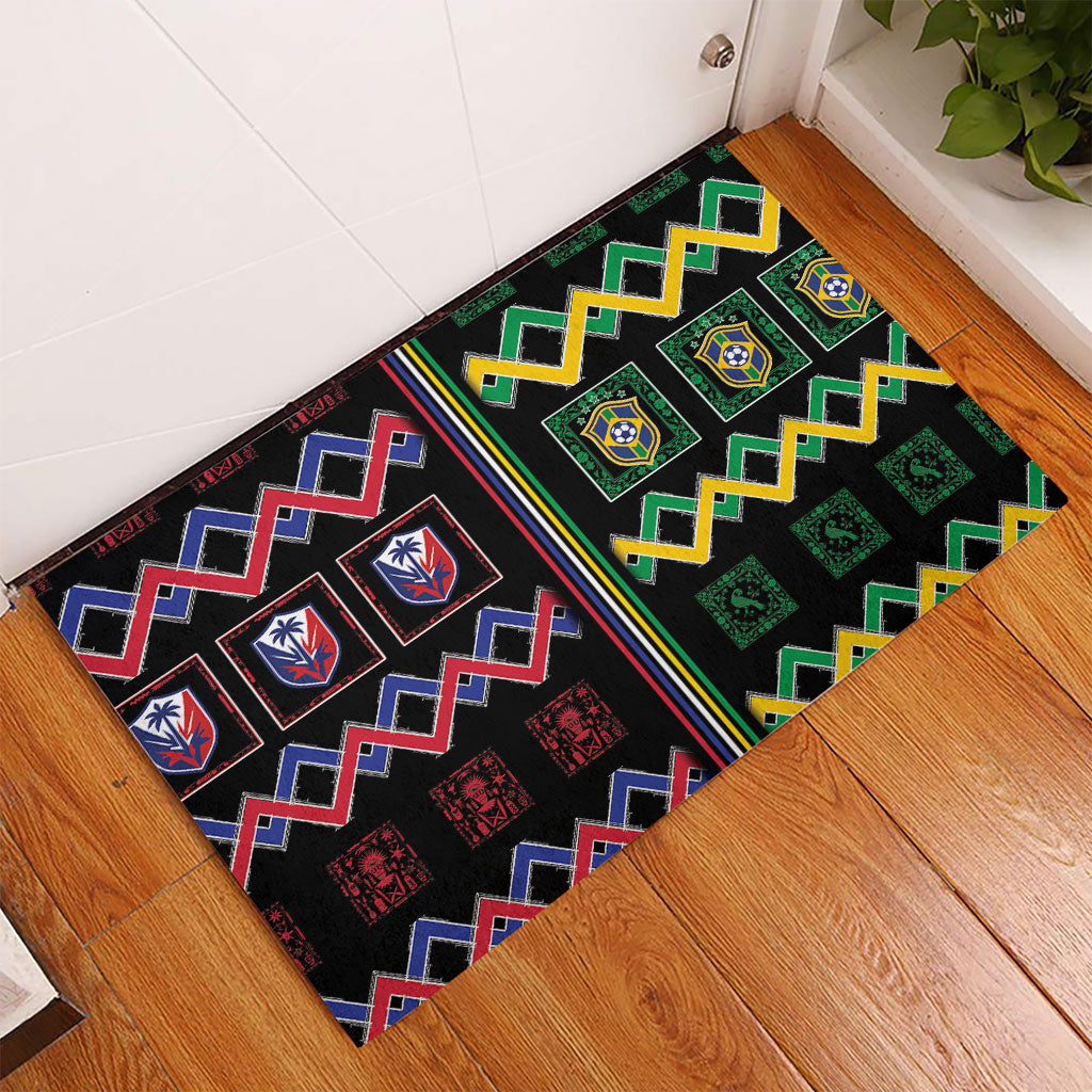 Brazil And Haiti Football Rubber Doormat Mix Brazilian Haitian Roots