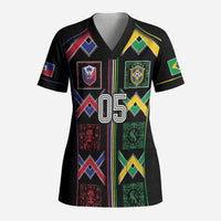 Custom Brazil And Haiti Football Scrub Top Mix Brazilian Haitian Roots