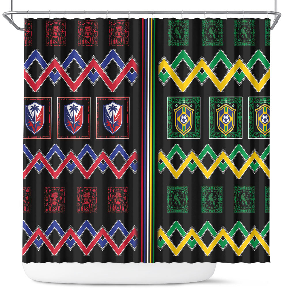 Brazil And Haiti Football Shower Curtain Mix Brazilian Haitian Roots