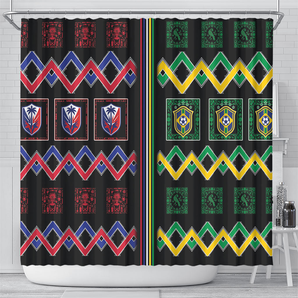 Brazil And Haiti Football Shower Curtain Mix Brazilian Haitian Roots