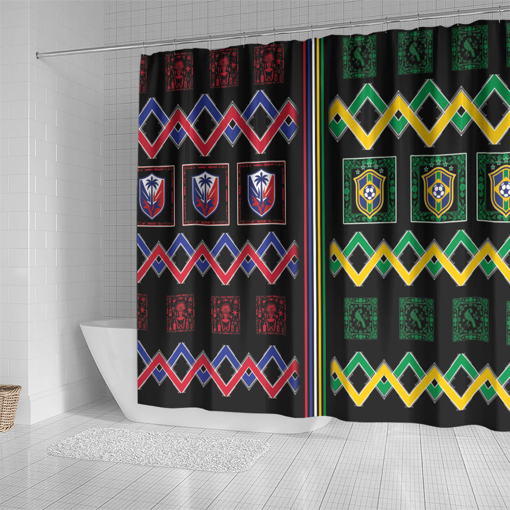 Brazil And Haiti Football Shower Curtain Mix Brazilian Haitian Roots
