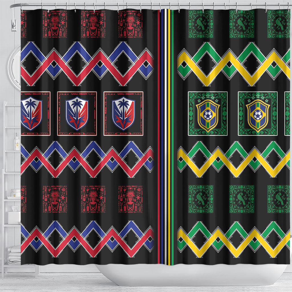 Brazil And Haiti Football Shower Curtain Mix Brazilian Haitian Roots
