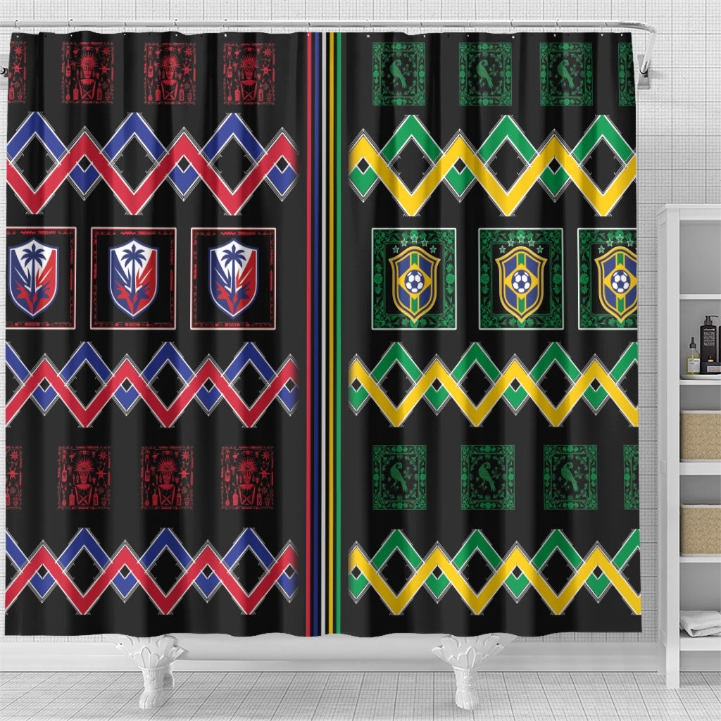 Brazil And Haiti Football Shower Curtain Mix Brazilian Haitian Roots