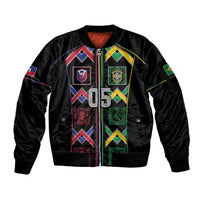 Custom Brazil And Haiti Football Sleeve Zip Bomber Jacket Mix Brazilian Haitian Roots