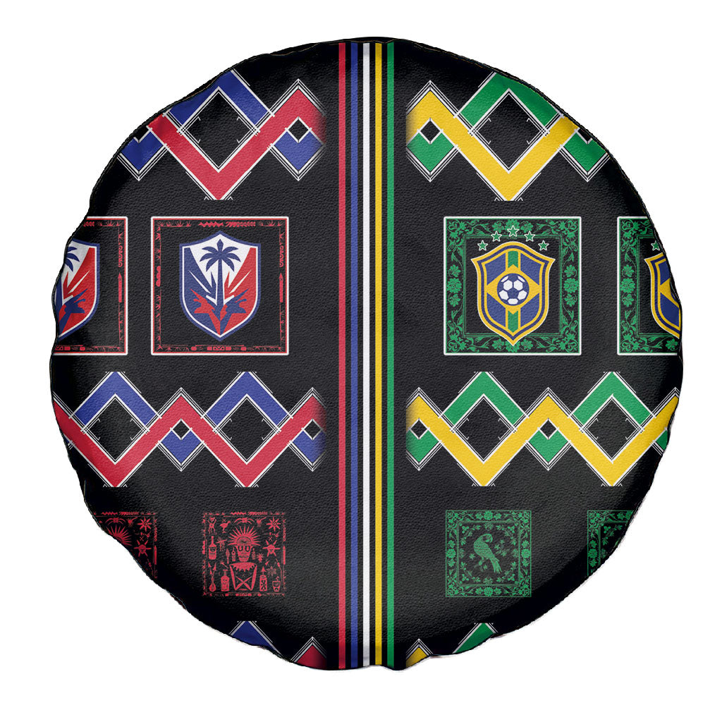 Brazil And Haiti Football Spare Tire Cover Mix Brazilian Haitian Roots