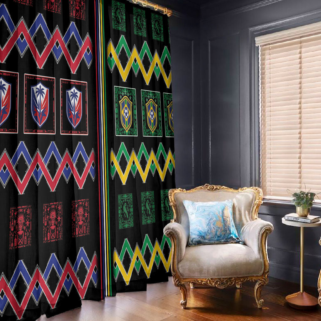 Brazil And Haiti Football Window Curtain Mix Brazilian Haitian Roots