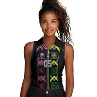 Custom Brazil And Haiti Football Women Sleeveless Polo Shirt Mix Brazilian Haitian Roots