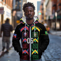 Custom Brazil And Haiti Football Zip Hoodie Mix Brazilian Haitian Roots