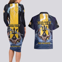 Personalized Barbados Couples Matching Long Sleeve Bodycon Dress and Hawaiian Shirt Pride And Industry - Wonder Print Shop