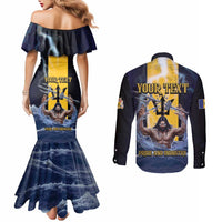 Personalized Barbados Couples Matching Mermaid Dress and Long Sleeve Button Shirt Pride And Industry - Wonder Print Shop