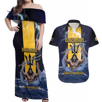 Personalized Barbados Couples Matching Off Shoulder Maxi Dress and Hawaiian Shirt Pride And Industry - Wonder Print Shop