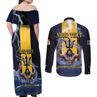 Personalized Barbados Couples Matching Off Shoulder Maxi Dress and Long Sleeve Button Shirt Pride And Industry - Wonder Print Shop