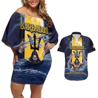 Personalized Barbados Couples Matching Off Shoulder Short Dress and Hawaiian Shirt Pride And Industry - Wonder Print Shop