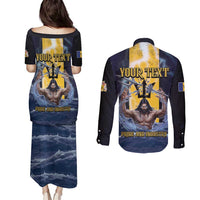 Personalized Barbados Couples Matching Puletasi and Long Sleeve Button Shirt Pride And Industry - Wonder Print Shop