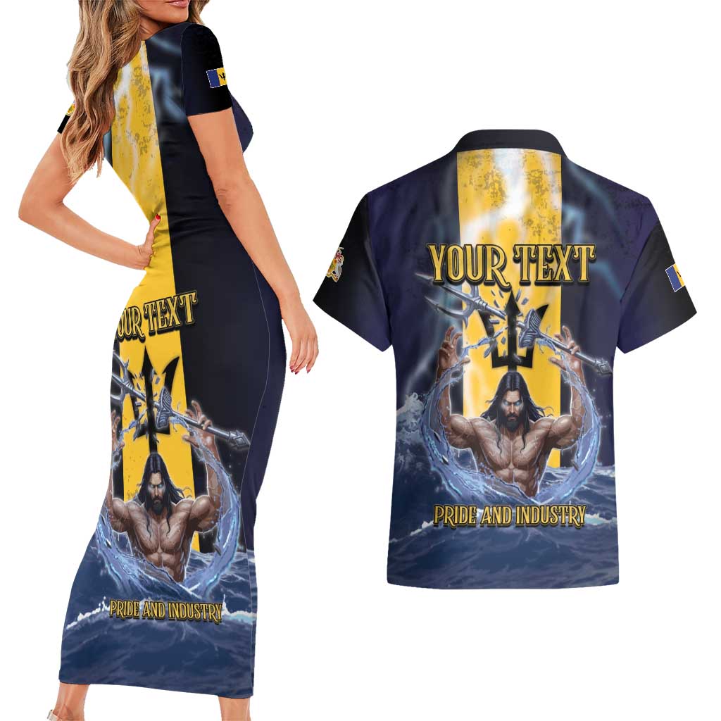 Personalized Barbados Couples Matching Short Sleeve Bodycon Dress and Hawaiian Shirt Pride And Industry - Wonder Print Shop