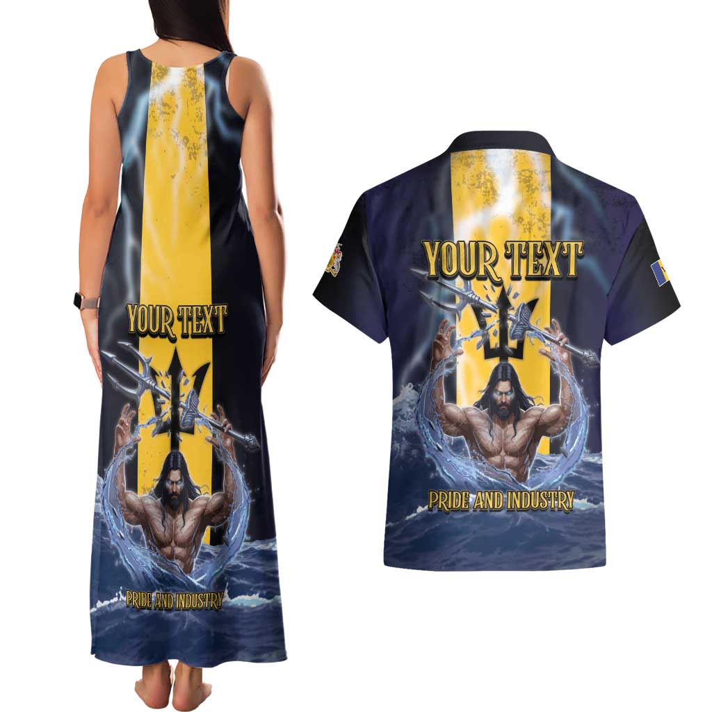 Personalized Barbados Couples Matching Tank Maxi Dress and Hawaiian Shirt Pride And Industry - Wonder Print Shop