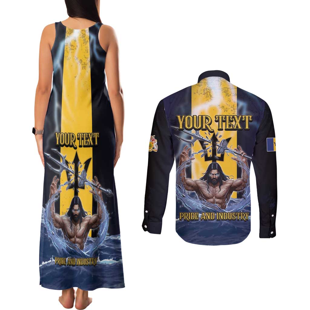 Personalized Barbados Couples Matching Tank Maxi Dress and Long Sleeve Button Shirt Pride And Industry - Wonder Print Shop