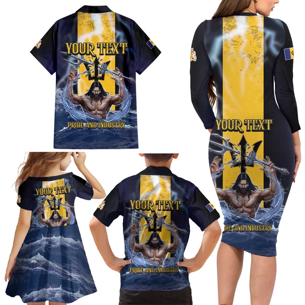 Personalized Barbados Family Matching Long Sleeve Bodycon Dress and Hawaiian Shirt Pride And Industry - Wonder Print Shop
