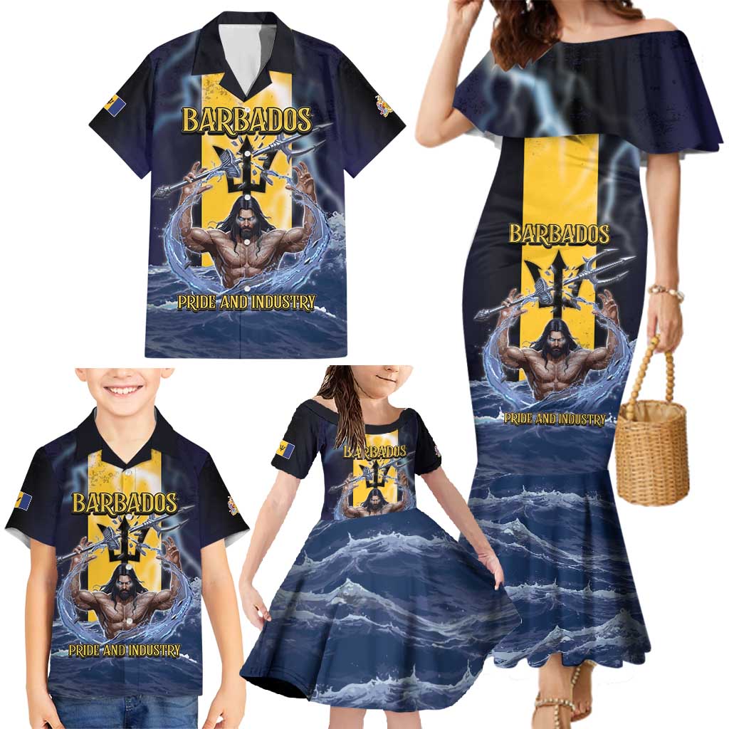Personalized Barbados Family Matching Mermaid Dress and Hawaiian Shirt Pride And Industry - Wonder Print Shop